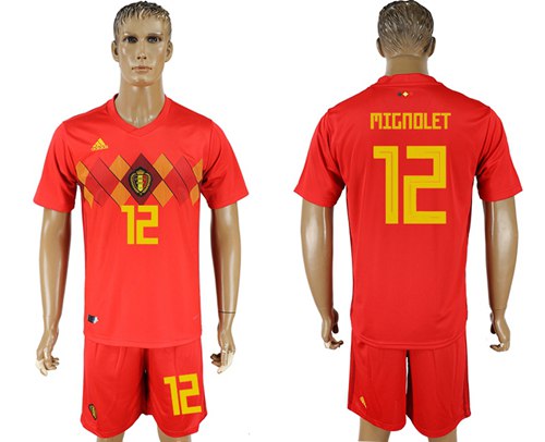 Belgium #12 Mignolet Red Soccer Country Jersey